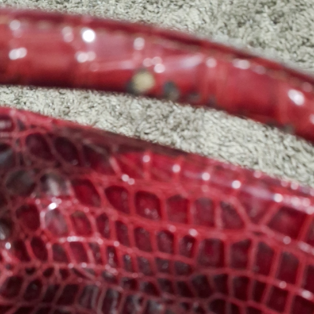 Kathy Van Zeeland Shoulder Bag Briefcase-Glossy Crocodile Texture - Burgundy Red - Picture 10 of 10